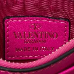 Pre Owned محفظة بطاقات فالنتينو جلد بيج روكستد ثنائية الطي