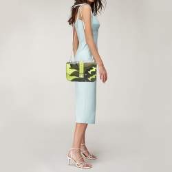 Pre Owned Valentino Multicolor Leather and Canvas  Camouflage Medium Rockstud Glam Lock Flap Bag