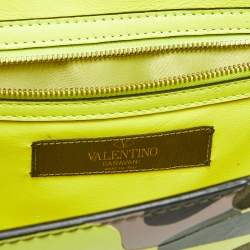 Pre Owned Valentino Multicolor Leather and Canvas  Camouflage Medium Rockstud Glam Lock Flap Bag