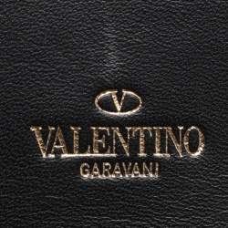 Pre Owned Valentino Black Leather Rockstud Wristlet Clutch