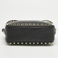 مملوكة مس بقًا Valentino Black Leather Rockstud Camera Crossbody Bag