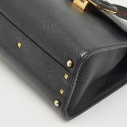 Pre Owned Valentino Black Leather Small VSling Top Handle Bag