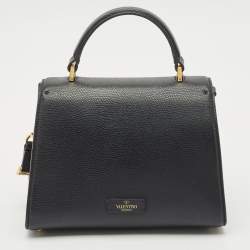 Pre Owned Valentino Black Leather Small VSling Top Handle Bag