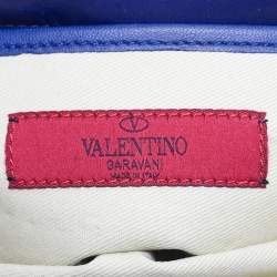 Pre Owned Valentino Navy Blue Leather Rockstud Va Va Voom Chain Clutch