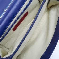 Pre Owned Valentino Navy Blue Leather Rockstud Va Va Voom Chain Clutch