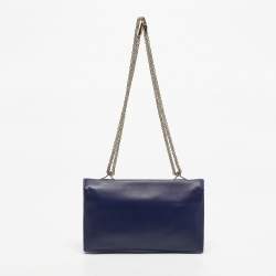 Pre Owned Valentino Navy Blue Leather Rockstud Va Va Voom Chain Clutch