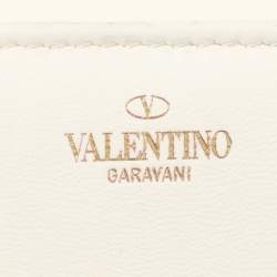 Pre Owned Valentino White Leather Roman Stud Top Handle Bag