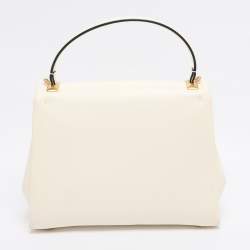 Pre Owned Valentino White Leather Roman Stud Top Handle Bag