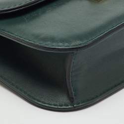 Pre Owned Valentino Dark Green Leather Rockstud Small Glam Lock Shoulder Bag