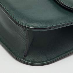 Pre Owned Valentino Dark Green Leather Rockstud Small Glam Lock Shoulder Bag