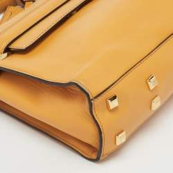 Pre Owned Valentino Mustard Yellow Leather My Rockstud Flap Top Handle Bag