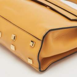 Pre Owned Valentino Mustard Yellow Leather My Rockstud Flap Top Handle Bag