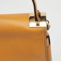 Pre Owned Valentino Mustard Yellow Leather My Rockstud Flap Top Handle Bag
