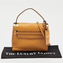 Pre Owned Valentino Mustard Yellow Leather My Rockstud Flap Top Handle Bag