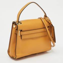 Pre Owned Valentino Mustard Yellow Leather My Rockstud Flap Top Handle Bag