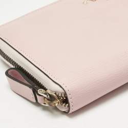 Pre Owned Valentino Light Pink Leather Rockstud Zip Continental Wallet