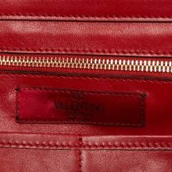 Pre Owned Valentino Red Leather Medium Rockstud Trapeze Tote