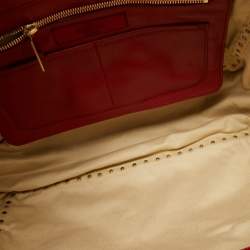 Pre Owned Valentino Red Leather Medium Rockstud Trapeze Tote