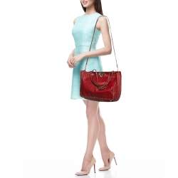 Pre Owned Valentino Red Leather Medium Rockstud Trapeze Tote