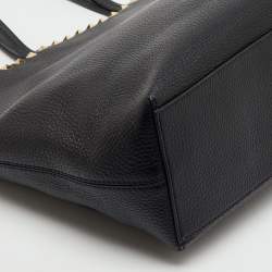 Pre Owned Valentino Black Leather Rockstud Shopper Tote