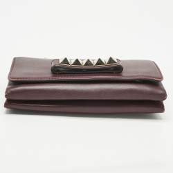 Pre Owned Valentino Burgundy Leather Va Va Voom Chain Clutch