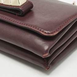 Pre Owned Valentino Burgundy Leather Va Va Voom Chain Clutch