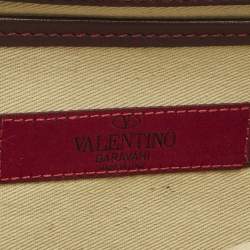 Pre Owned Valentino Burgundy Leather Va Va Voom Chain Clutch