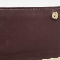 Pre Owned Valentino Burgundy Leather Va Va Voom Chain Clutch