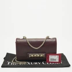 Pre Owned Valentino Burgundy Leather Va Va Voom Chain Clutch