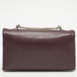 Pre Owned Valentino Burgundy Leather Va Va Voom Chain Clutch
