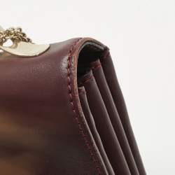Pre Owned Valentino Burgundy Leather Va Va Voom Chain Clutch