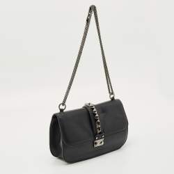 Pre Owned Valentino Black Leather Large Noir Edition Glam Lock Flap Bag
