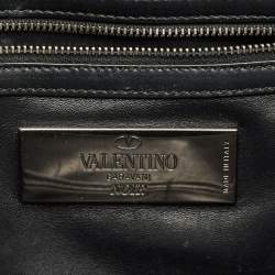 Pre Owned Valentino Black Leather Large Noir Edition Glam Lock Flap Bag