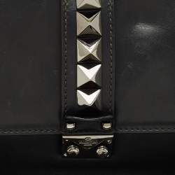 Pre Owned Valentino Black Leather Large Noir Edition Glam Lock Flap Bag