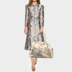 Pre Owned Valentino Two Tone Beige Leather Embellished Alice Glam Frame Satchel