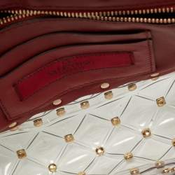 Pre Owned Valentino Clear/Red PVC Medium Rockstud Spike Top Handle Bag