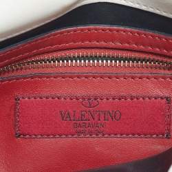 Pre Owned Valentino White Quilted Leather Medium VLTN Rockstud Spike Top Handle Bag