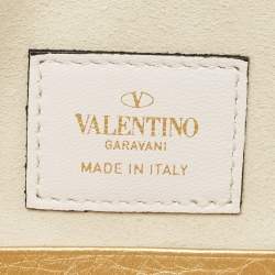 Pre Owned Valentino Gold Leather Large Rockstud Envelope Clutch