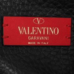 Pre Owned Valentino Black Leather Rockstud Wristlet Clutch