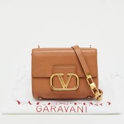 Pre Owned Valentino Tan Leather Stud Sign Flap Shoulder Bag