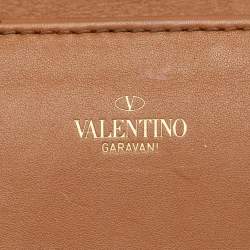 Pre Owned Valentino Tan Leather Stud Sign Flap Shoulder Bag