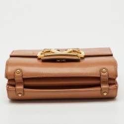 Pre Owned Valentino Tan Leather Stud Sign Flap Shoulder Bag