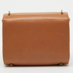 Pre Owned Valentino Tan Leather Stud Sign Flap Shoulder Bag