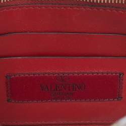 Pre Owned Valentino Transparent /Red PVC Medium Rockstud Spike Top Handle Bag