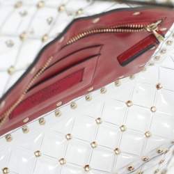 Pre Owned Valentino Transparent /Red PVC Medium Rockstud Spike Top Handle Bag