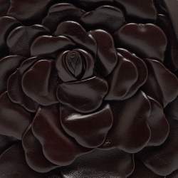 Pre Owned Valentino Dark Brown Leather Atelier 03 Rose Edition Round Shoulder Bag