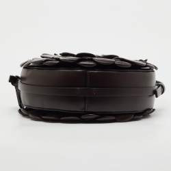 Pre Owned Valentino Dark Brown Leather Atelier 03 Rose Edition Round Shoulder Bag