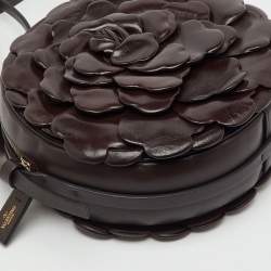 Pre Owned Valentino Dark Brown Leather Atelier 03 Rose Edition Round Shoulder Bag