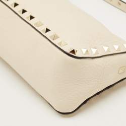 Pre Owned Valentino Beige Leather Small Rockstud Crossbody Bag