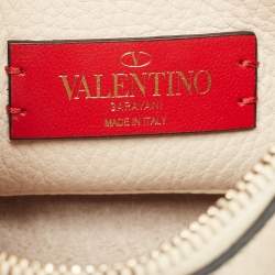 Pre Owned Valentino Beige Leather Small Rockstud Crossbody Bag